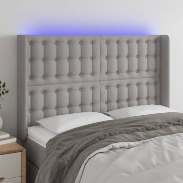 vidaXL Κεφαλάρι Κρεβατιού LED Ανοιχτό Γκρι 147x16x118/128cm 1 τεμ.