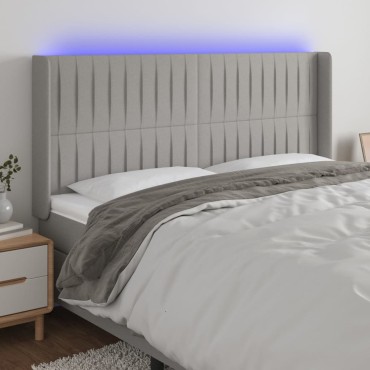 vidaXL Κεφαλάρι Κρεβατιού LED Ανοιχτό Γκρι 183x16x118/128cm 1 τεμ.