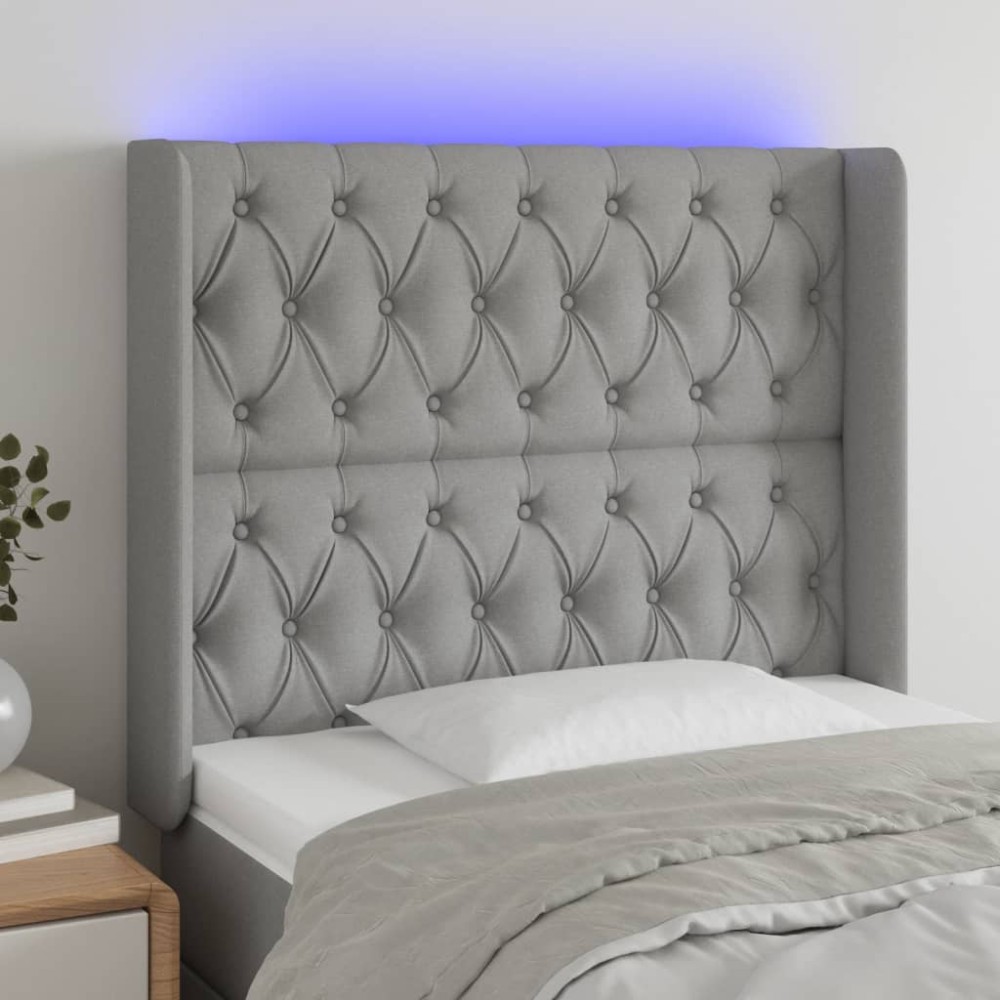 vidaXL Κεφαλάρι Κρεβατιού LED Ανοιχτό Γκρι 103x16x118/128cm 1 τεμ.