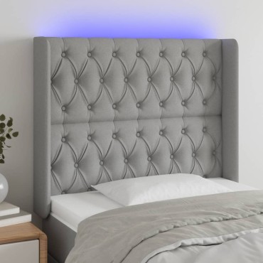 vidaXL Κεφαλάρι Κρεβατιού LED Ανοιχτό Γκρι 103x16x118/128cm 1 τεμ.
