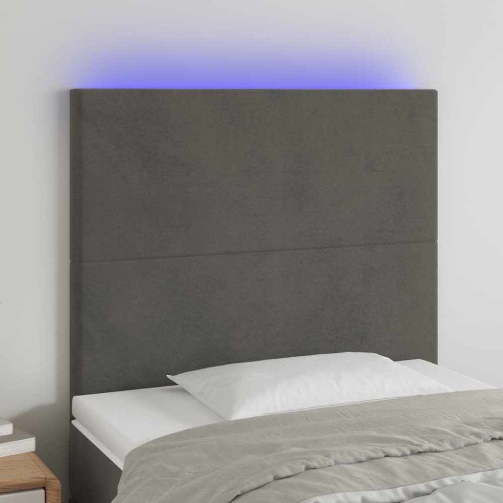 vidaXL Κεφαλάρι Κρεβατιού LED Σκούρο Γκρι 100x5x118/128cm Βελούδινο 1 τεμ. vidaXL Κεφαλάρι Κρεβατιού LED Σκούρο Γκρι 100x5x118/128cm Βελούδινο 1 τεμ.