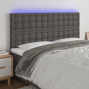 vidaXL Κεφαλάρι Κρεβατιού LED Γκρι 180x5x118/128 εκ 1 τεμ.