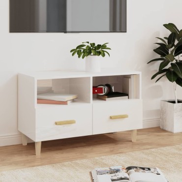 vidaXL Έπιπλο Τηλεόρασης Γυαλ. Λευκό 80x36x50cm Επεξεργασμένο Ξύλο