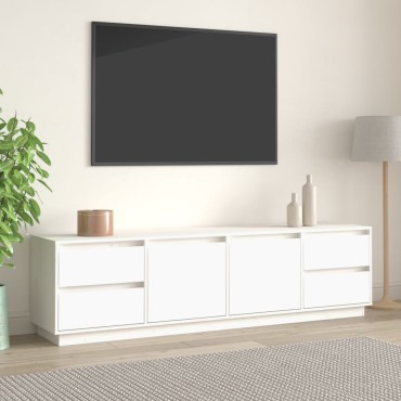 vidaXL Έπιπλο Τηλεόρασης Λευκό 176x37x47,5cm από Μασίφ Ξύλο Πεύκου