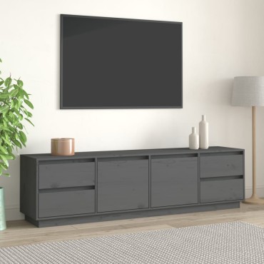 vidaXL Έπιπλο Τηλεόρασης Γκρι 176x37x47,5cm από Μασίφ Ξύλο Πεύκου
