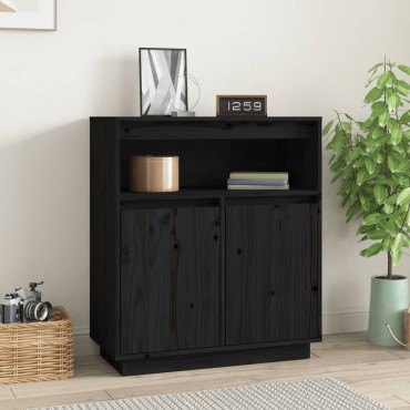 vidaXL Συρταριέρα Μαύρος 70x34x80cm από Μασίφ Ξύλο Πεύκου 1 τεμ.