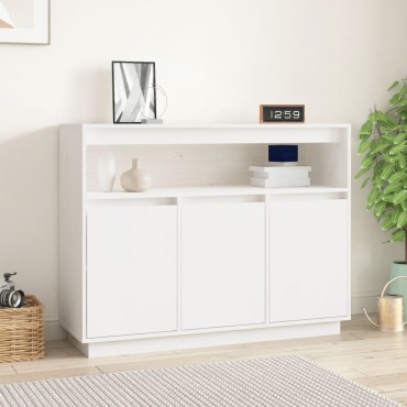 vidaXL Ντουλάπι Λευκό 104,5x34x80cm από Μασίφ Ξύλο Πεύκου 1 τεμ.