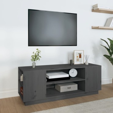 vidaXL Έπιπλο Τηλεόρασης Γκρι 110x35x40,5cm από Μασίφ Ξύλο Πεύκου
