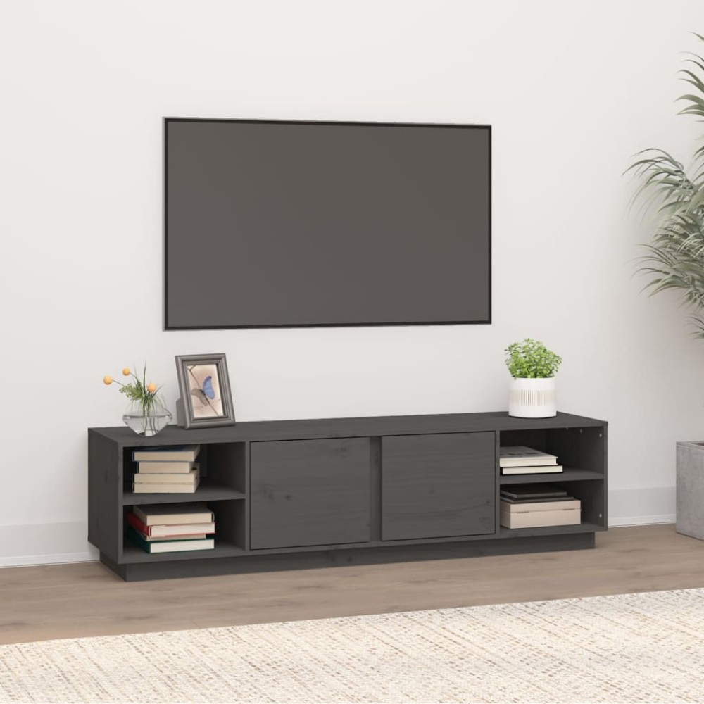 vidaXL Έπιπλο Τηλεόρασης Γκρι 156x40x40cm από Μασίφ Ξύλο Πεύκου