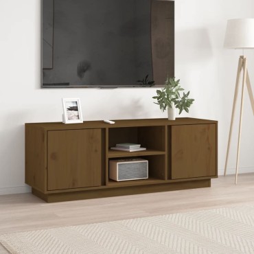 vidaXL Έπιπλο Τηλεόρασης Καφέ Μελί 110x35x40,5cm από Μασίφ Ξύλο Πεύκου