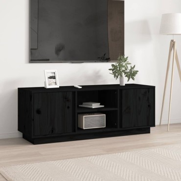 vidaXL Έπιπλο Τηλεόρασης Μαύρο 110x35x40,5cm από Μασίφ Ξύλο Πεύκου