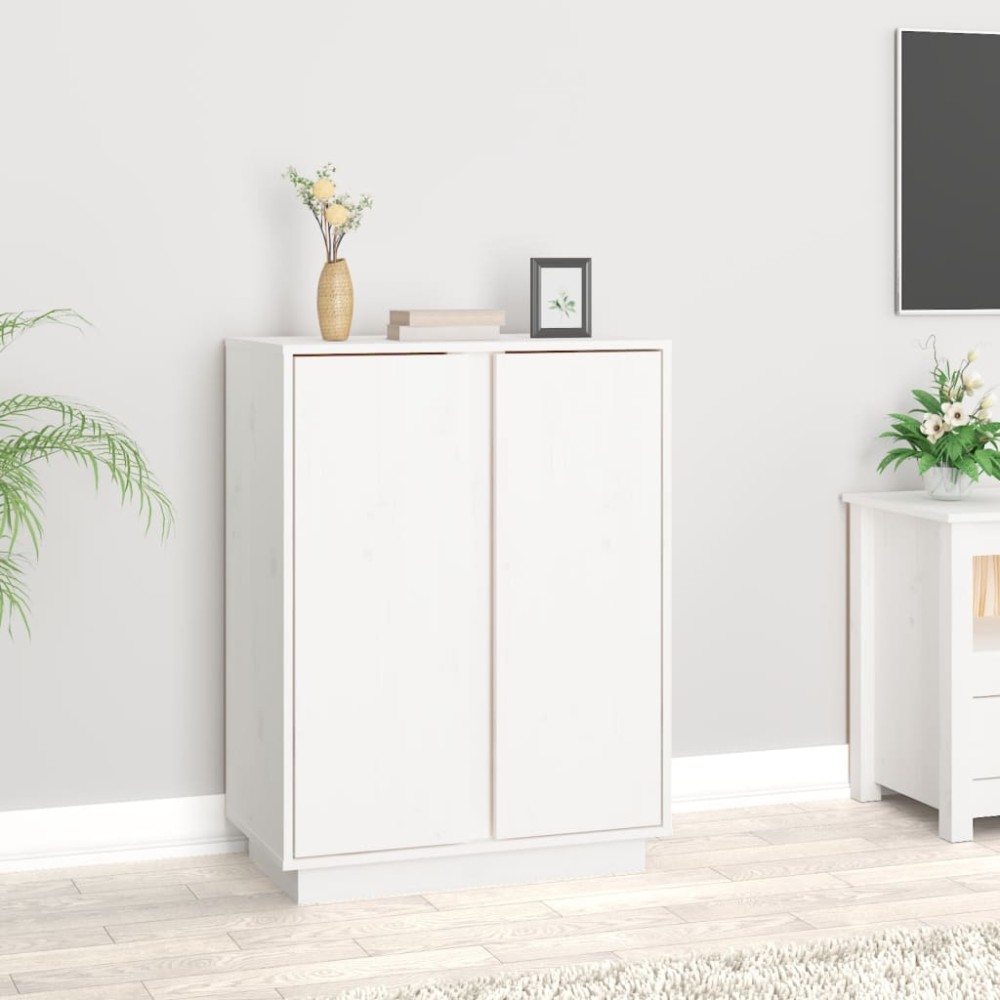 vidaXL Συρταριέρα Λευκή 60x35x80cm από Μασίφ Ξύλο Πεύκου 1 τεμ.