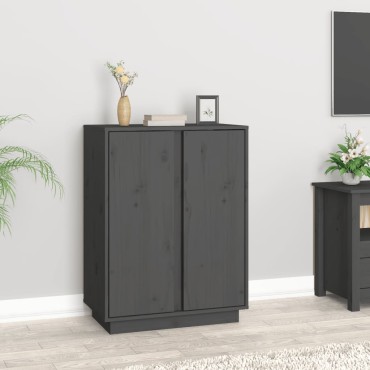 vidaXL Συρταριέρα Γκρι 60x35x80cm από Μασίφ Ξύλο Πεύκου 1 τεμ.