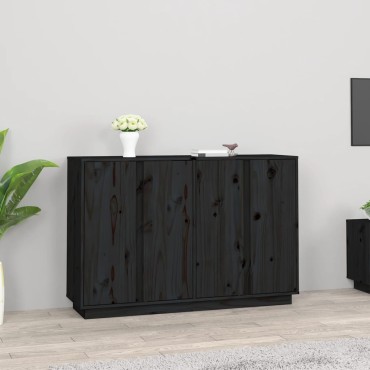 vidaXL Ντουλάπι Μαύρος 120x35x80cm από Μασίφ Ξύλο Πεύκου 1 τεμ.