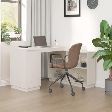 vidaXL Γραφείο Λευκό 110x50x75cm από Μασίφ Ξύλο Πεύκου 1 τεμ.