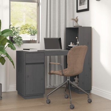 vidaXL Γραφείο Γκρι 110x53x117cm από Μασίφ Ξύλο Πεύκου 1 τεμ.