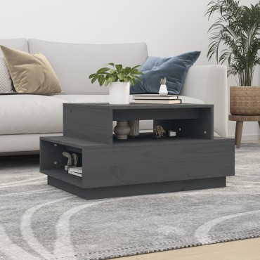 vidaXL Τραπεζάκι Σαλονιού Γκρι 80x55x40,5cm από Μασίφ Ξύλο Πεύκου 1 τεμ.