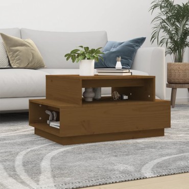 vidaXL Τραπεζάκι Σαλονιού Καφέ Μελί 80x55x40,5cm Μασίφ Ξύλο Πεύκου 1 τεμ.