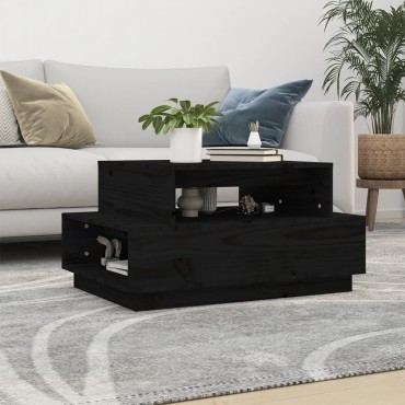 vidaXL Τραπεζάκι Σαλονιού Μαύρο 80x55x40,5cm από Μασίφ Ξύλο Πεύκου 1 τεμ.
