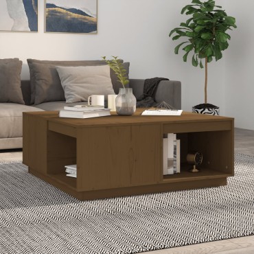 vidaXL Τραπεζάκι Σαλονιού Καφέ Μελί 100x101x40,5cm Μασίφ Ξύλο Πεύκου 1 τεμ.