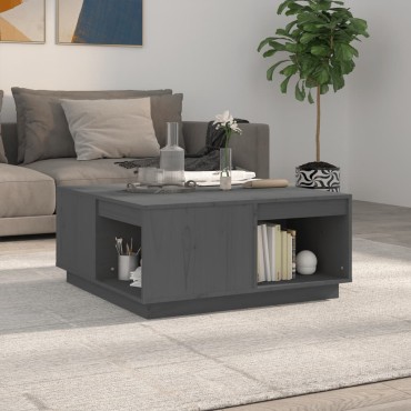 vidaXL Τραπεζάκι Σαλονιού Γκρι 80x81x36,5cm από Μασίφ Ξύλο Πεύκου 1 τεμ.