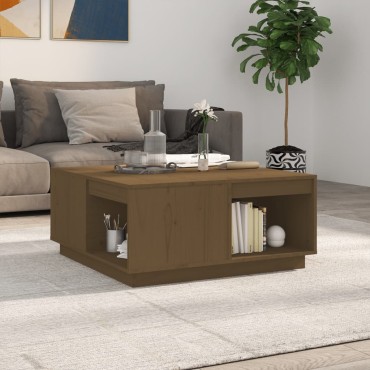 vidaXL Τραπεζάκι Σαλονιού Καφέ Μελί 80x81x36,5cm Μασίφ Ξύλο Πεύκου 1 τεμ.