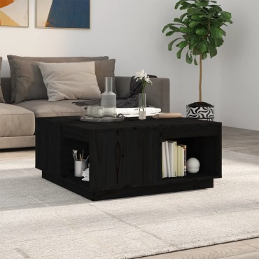 vidaXL Τραπεζάκι Σαλονιού Μαύρο 80x81x36,5cm από Μασίφ Ξύλο Πεύκου 1 τεμ.