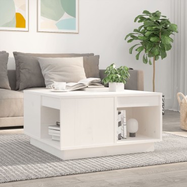 vidaXL Τραπεζάκι Σαλονιού Λευκό 60x61x32,5cm από Μασίφ Ξύλο Πεύκου 1 τεμ.