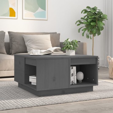 vidaXL Τραπεζάκι Σαλονιού Γκρι 60x61x32,5cm από Μασίφ Ξύλο Πεύκου 1 τεμ.