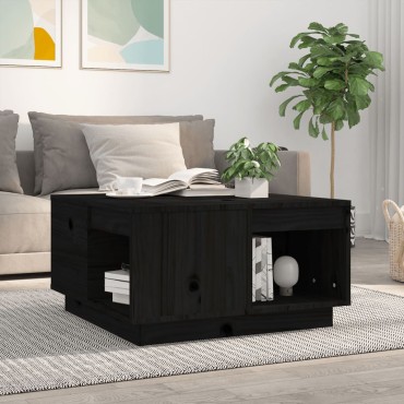 vidaXL Τραπεζάκι Σαλονιού Μαύρος 60x61x32,5cm από Μασίφ Ξύλο Πεύκου 1 τεμ.