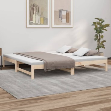vidaXL Καναπές Κρεβάτι Συρόμενος 2x(100x200)cm από Μασίφ Ξύλο Πεύκου 1 τεμ. - Μονό