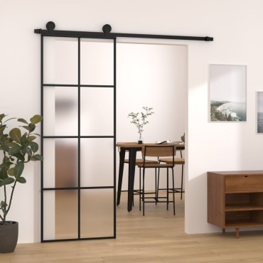 vidaXL Συρόμενη Πόρτα με Μηχανισμό 76x205 εκ. Γυαλί ESG & Αλουμίνιο