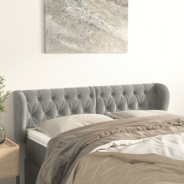 vidaXL Κεφαλάρι με Πτερύγια Ανοιχτό Γκρι 147x23x78/88cm Βελούδινο 1 τεμ.