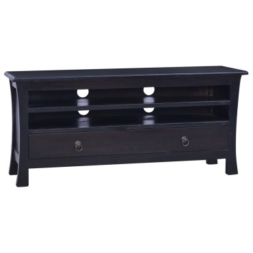vidaXL Έπιπλο Τηλεόρασης Ανοιχτό Καφέ Μαύρο 100x30x45cm Μασίφ Μαόνι