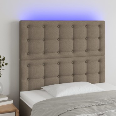 vidaXL Κεφαλάρι Κρεβατιού LED Taupe 100x5x118/128cm Υφασμάτινο 1 τεμ.