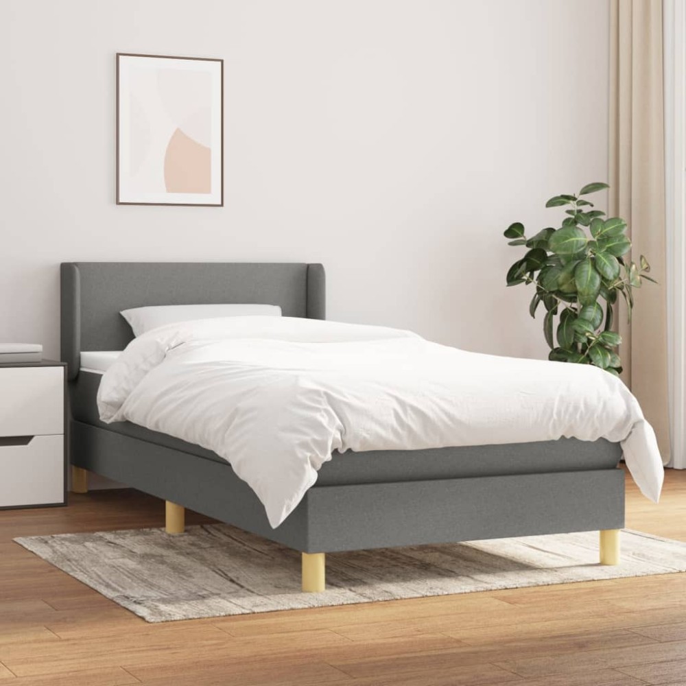 vidaXL Κρεβάτι Boxspring με Στρώμα Σκούρο Γκρι 80x200 εκ. Υφασμάτινο