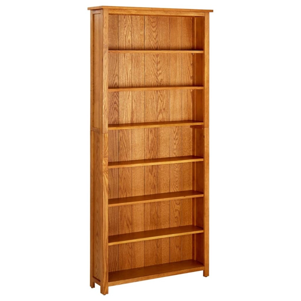 vidaXL Βιβλιοθήκη με 7 Επίπεδα 90x22,5x200cm Μασίφ Ξύλο Δρυός 1 τεμ.