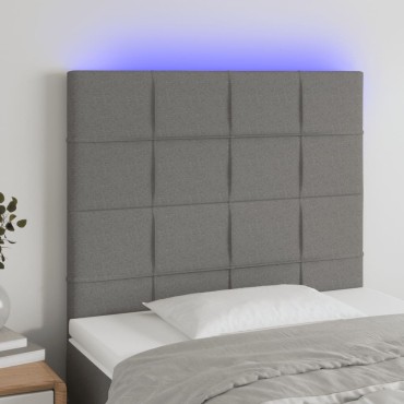 vidaXL Κεφαλάρι Κρεβατιού LED Σκούρο Γκρι 90x5x118/128cm Υφασμάτινο 1 τεμ.