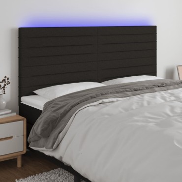 vidaXL Κεφαλάρι Κρεβατιού LED Μαύρο 160x5x118/128cm Υφασμάτινο 1 τεμ.