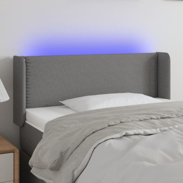 vidaXL Κεφαλάρι Κρεβατιού LED Σκούρο Γκρι 93x16x78/88cm Υφασμάτινο 1 τεμ.