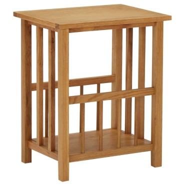 vidaXL Τραπεζάκι με Θήκη Περιοδικών 45x35x55cm Μασίφ Ξύλο Δρυός 1 τεμ.