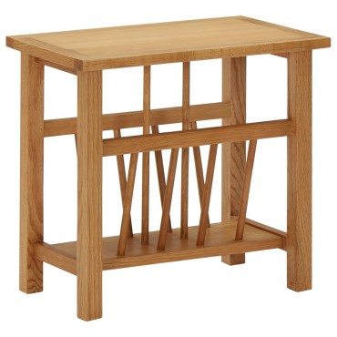 vidaXL Τραπεζάκι με Θήκη Περιοδικών 45x27x42cm Μασίφ Ξύλο Δρυός 1 τεμ.