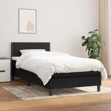 vidaXL Κρεβάτι Boxspring με Στρώμα Μαύρο 80x200cm Υφασμάτινο 1 τεμ. - Μονό