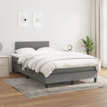 vidaXL Κρεβάτι Boxspring με Στρώμα Σκούρο Γκρι 120x200 εκ. Υφασμάτινο