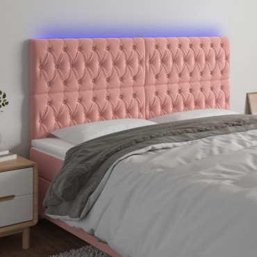 vidaXL Κεφαλάρι Κρεβατιού LED Ροζ 180x7x118/128cm Βελούδινο 1 τεμ.