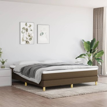 vidaXL Κρεβάτι Boxspring με Στρώμα Σκούρο Καφέ 160x200 εκ Υφασμάτινο