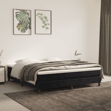 vidaXL Κρεβάτι Boxspring με Στρώμα Μαύρο 180x200cm Βελούδινο 1 τεμ. - Διπλό