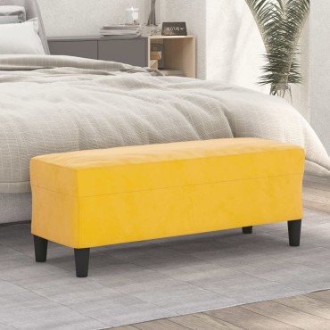 vidaXL Πάγκος Κίτρινο 100x35x41cm Βελούδινος 1 τεμ.