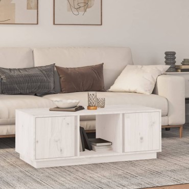vidaXL Τραπεζάκι Σαλονιού Λευκό 110x50x40cm από Μασίφ Ξύλο Πεύκου 1 τεμ.