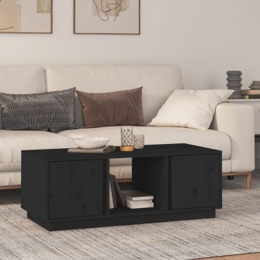 vidaXL Τραπεζάκι Σαλονιού Μαύρο 110x50x40cm από Μασίφ Ξύλο Πεύκου 1 τεμ.